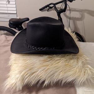 Leather cowgirl hat
